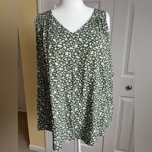 NWT Old Navy Green Ditsy Floral Sleeveless Trapeze Top (XXL)